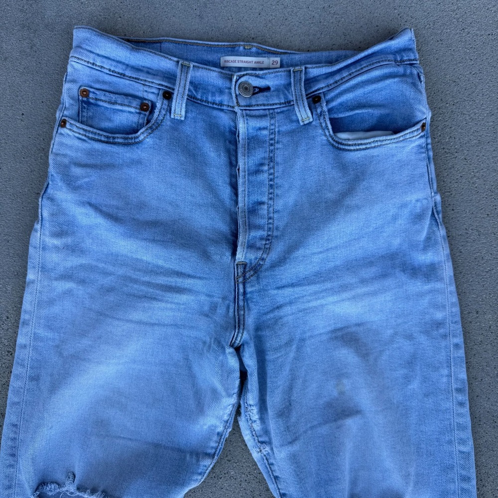 Levi's Ribcage Straight Ankle Jeans Women 29x27 Blue Denim Pants - Picture 3 of 12